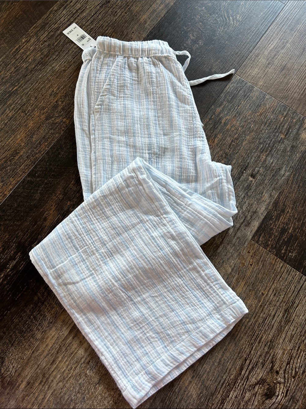 Splendid Light Blue & White Wide Leg Gauze Pants